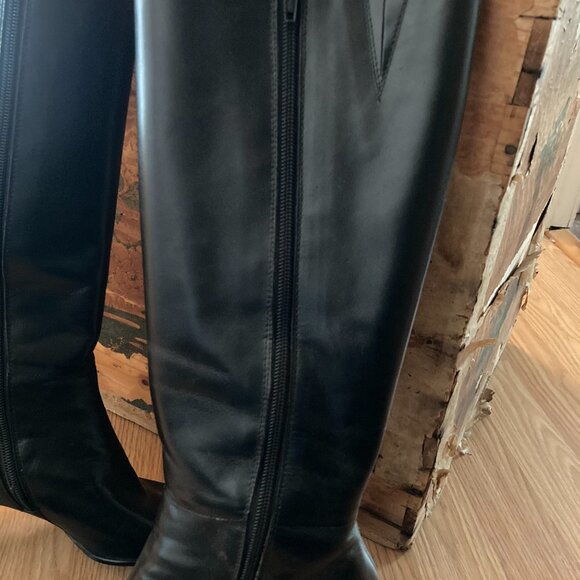 Classic heeled dress leather dress boots, leather lined, black size 7 - Picture 10 of 16